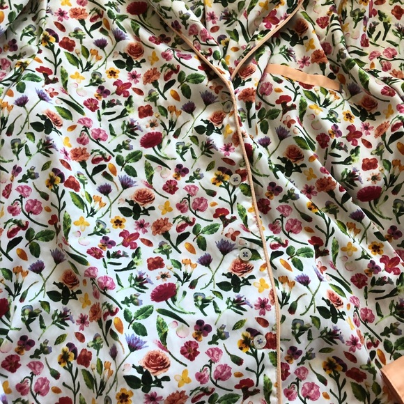 Anthropologie E Faux Silk Pajamas Sz XS Floral Pattern VGUC - Picture 3 of 14